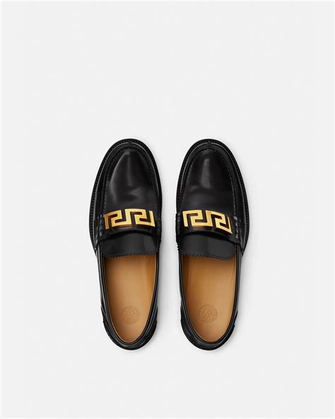 versace logo plate loafers|Versace greca loafers male black.